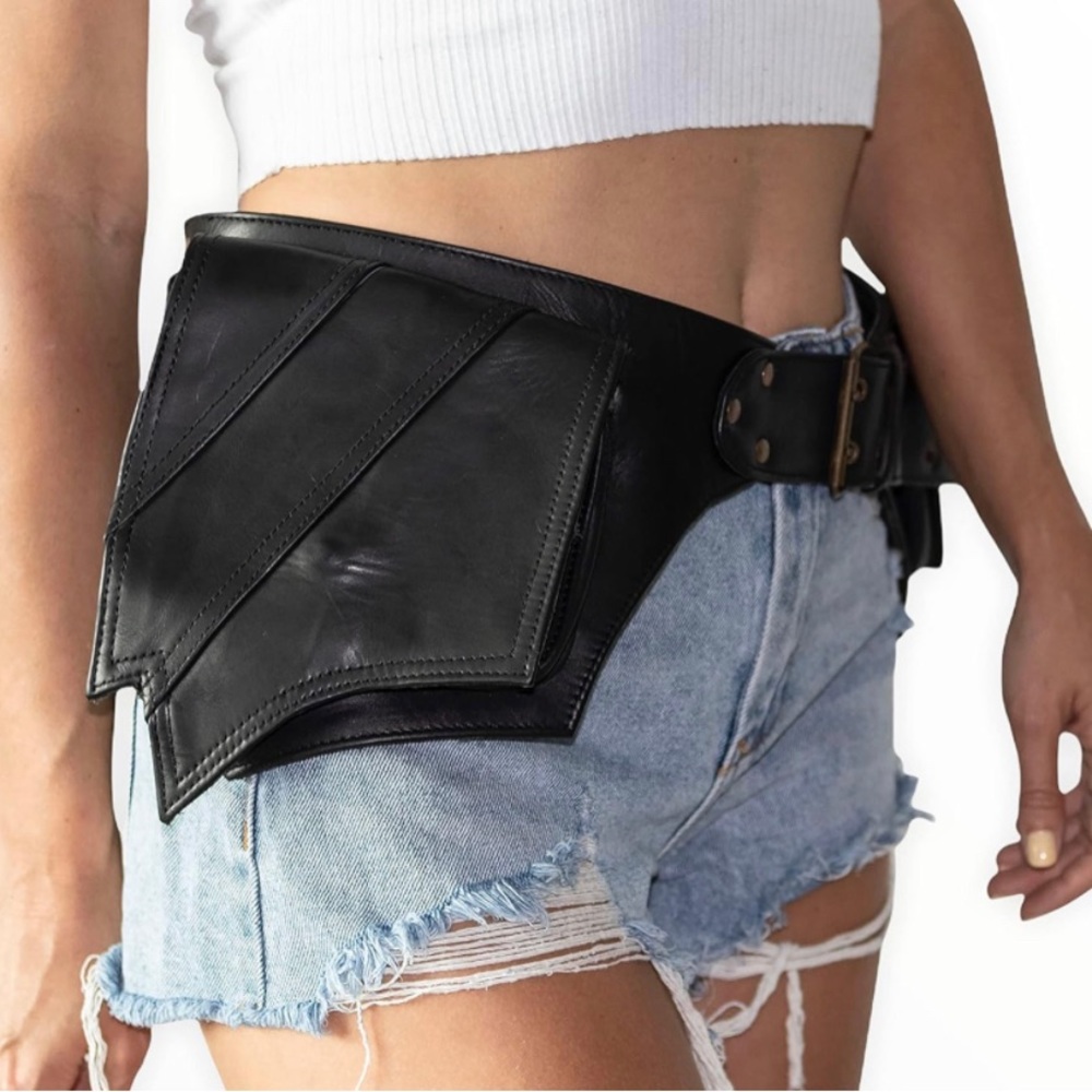 Genuine leather utility belt, Fanny pack, festival belt bag
